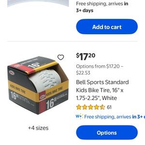Kids Bike Tire - White